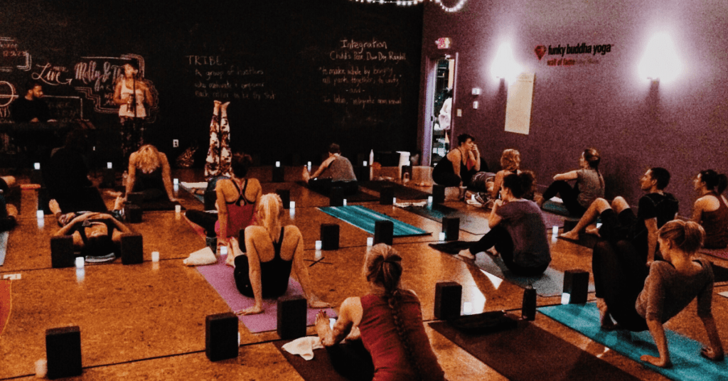 a fitness class in action a fitness class in action