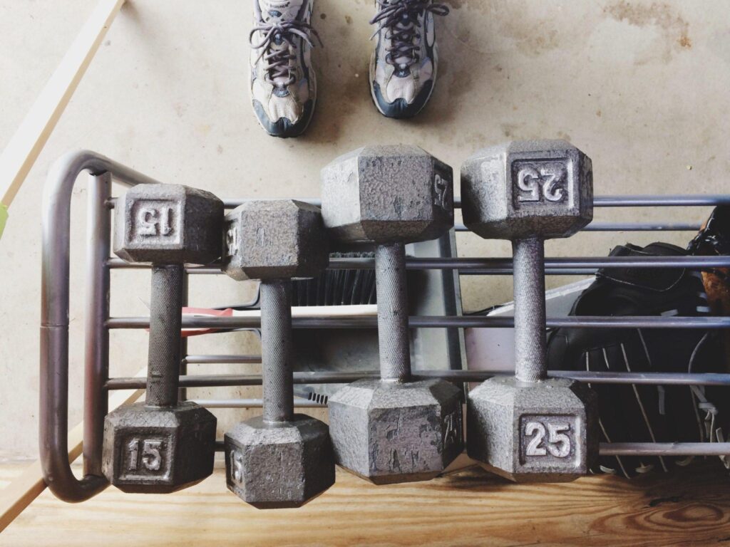 a row of weights a row of weights