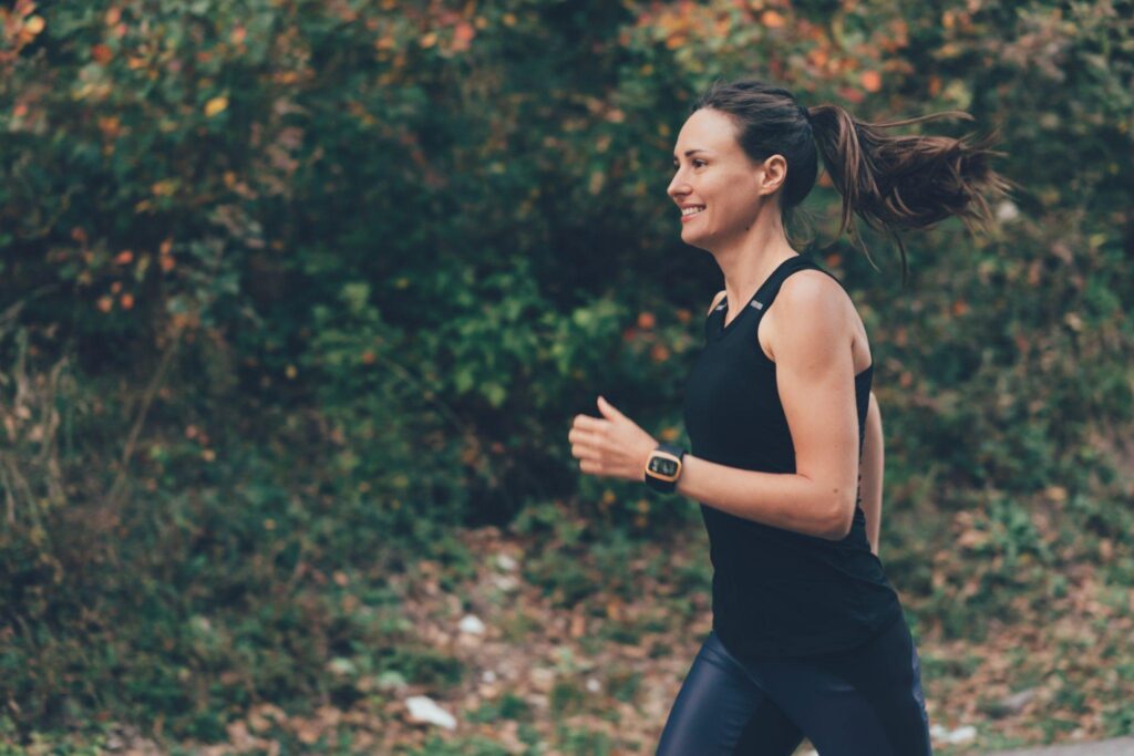 happy smiling woman running happy smiling woman running