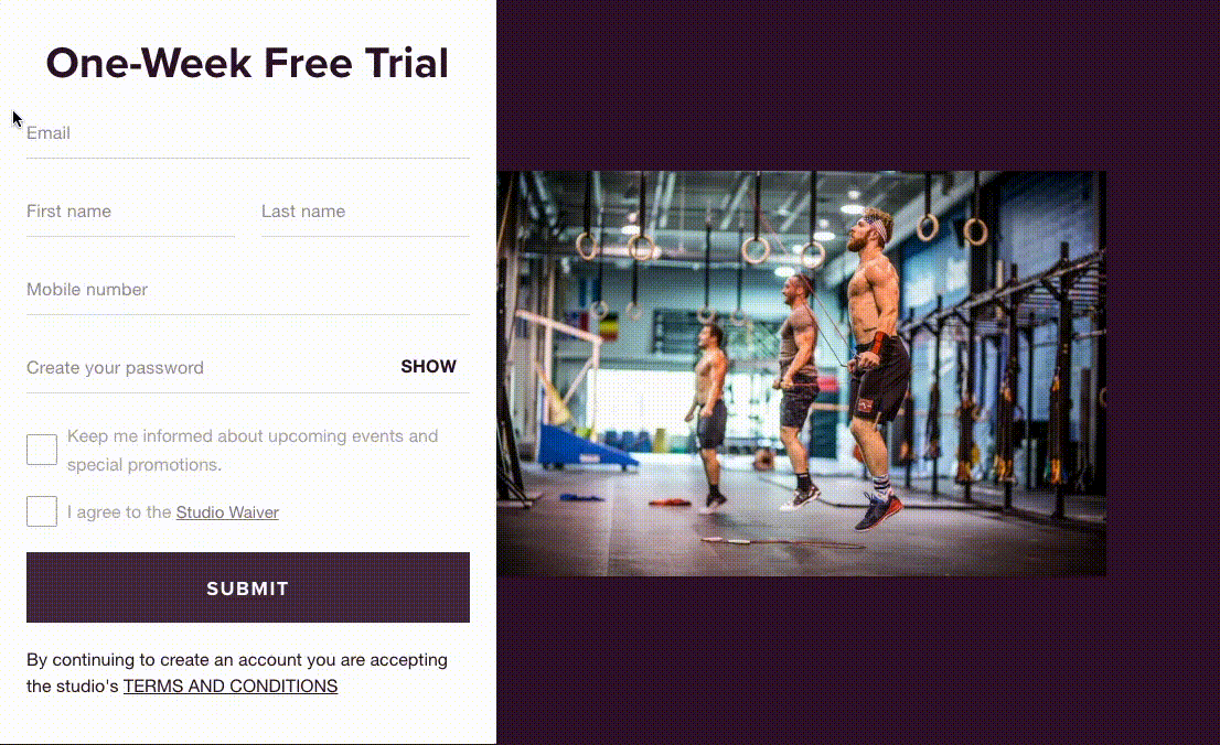 gif of lead capture form